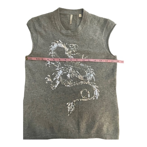 IISLI Cashmere High Neck Muscle Sleeve Sequins Dragon Sweater - Picture 8 of 8